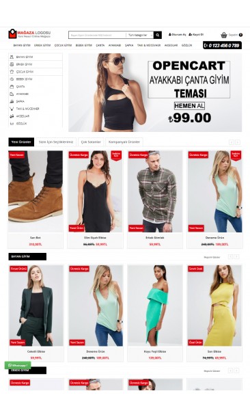 Opencart 3.x Ayakkabı Çanta Moda Full Paket