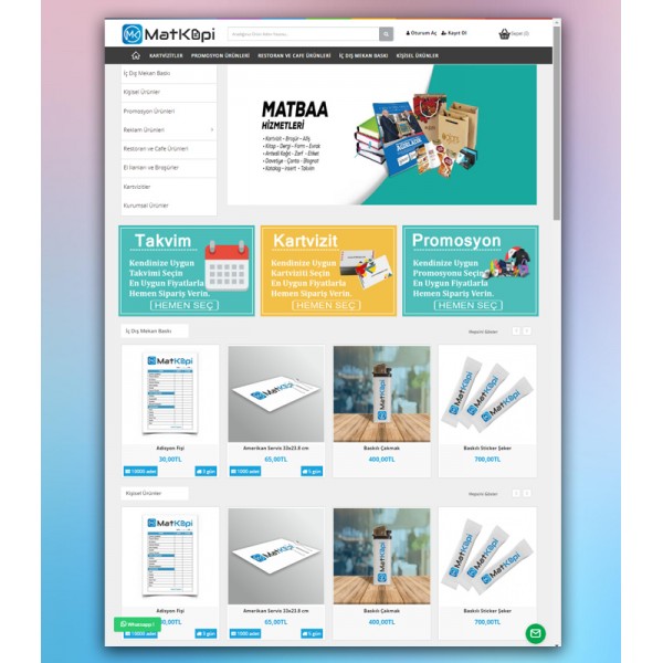 Opencart 3X Matbaa Teması Full Paket