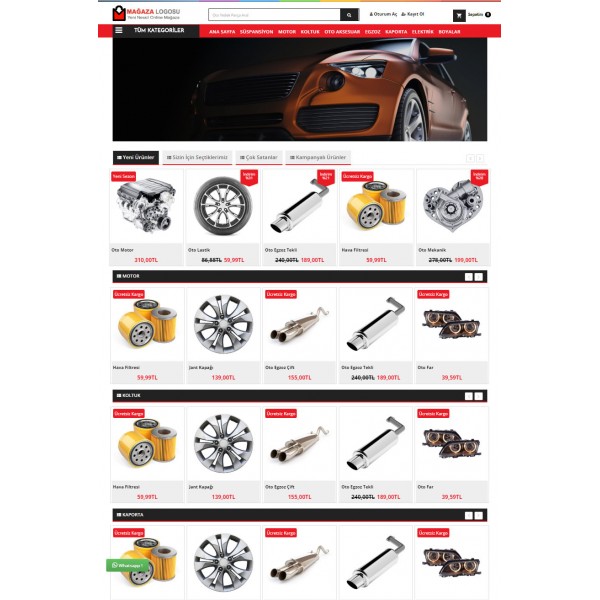 Opencart 3X Oto Yedek Parça Full Paket